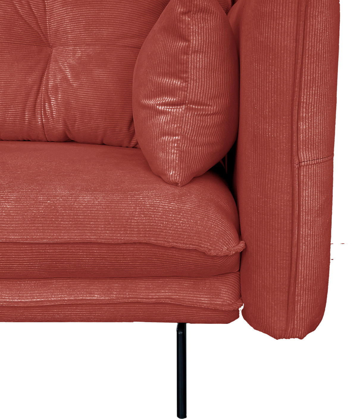 2-SITZER-SOFA Cord Koralle  - Koralle/Schwarz, Design, Kunststoff/Textil (262/91/115cm) - MID.YOU