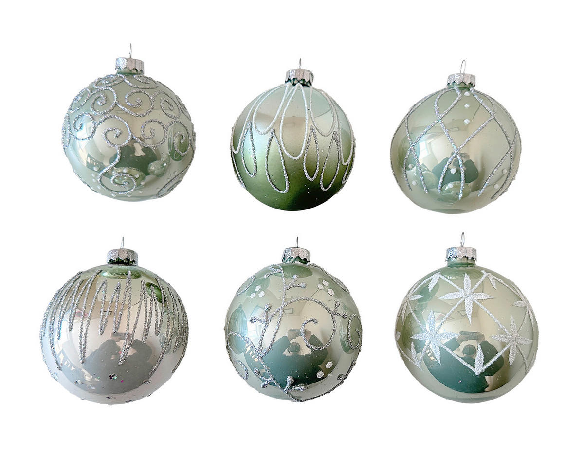 VIANOČNÁ GUĽA   - biela/zelená, Lifestyle, kov/plast (8cm) - X-Mas