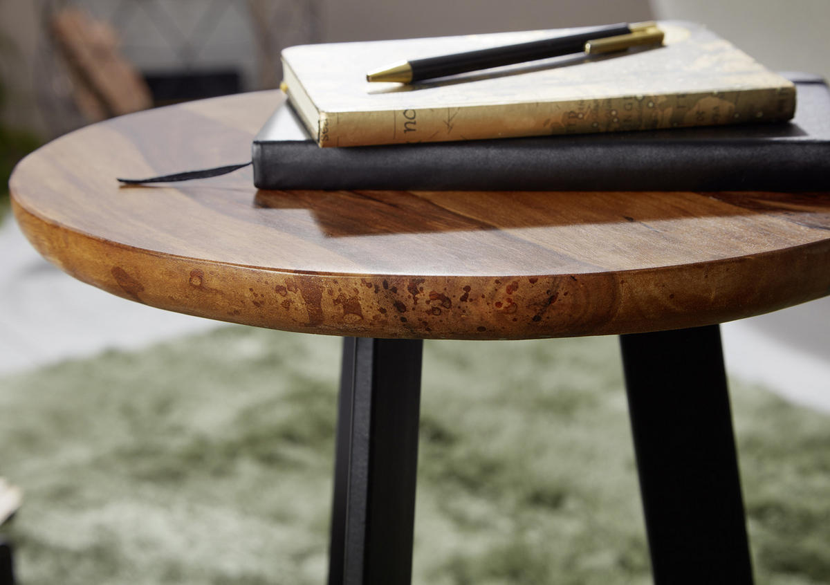 BEISTELLTISCH in Holz 35/35/45 cm  - Sheeshamfarben/Schwarz, Design, Holz/Metall (35/35/45cm) - MID.YOU
