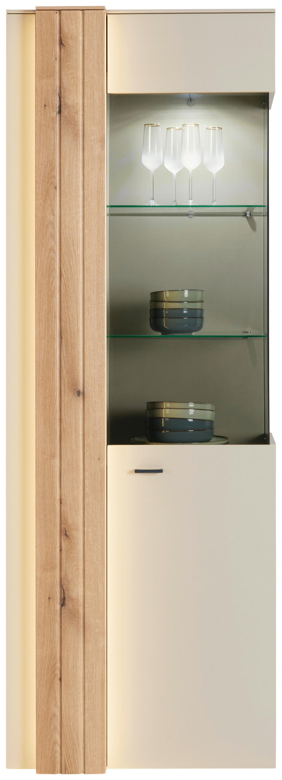 Vitrine Santana Inkl. Led Kieselgrau/eiche Dekor