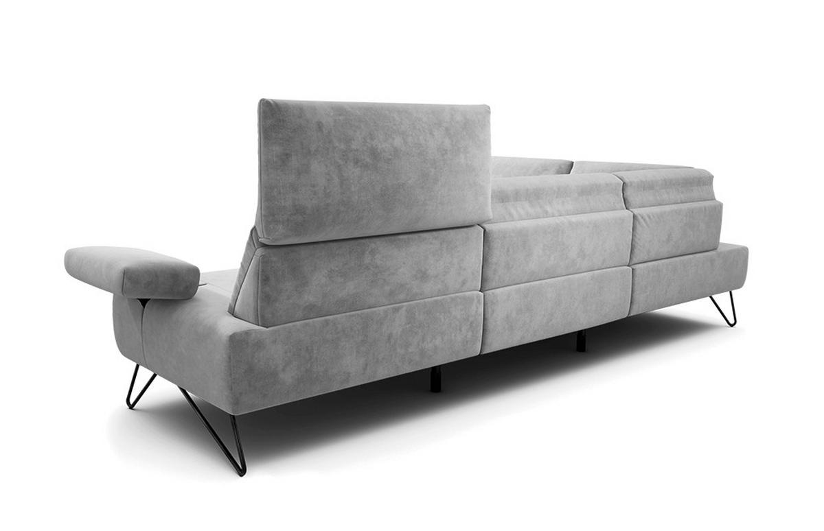 ECKSOFA Cosy Hellgrau Samt  - Hellgrau/Schwarz, Design, Textil/Metall (213/288-303cm) - SENSOO