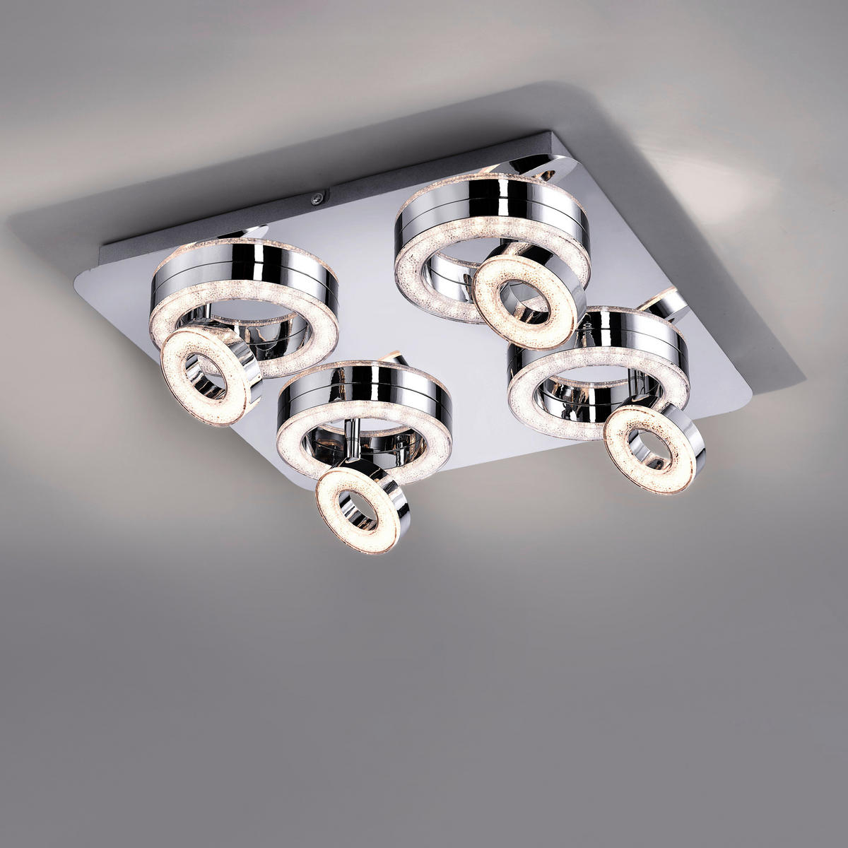 LED SVJETILJKA STROPNA  - boje kroma, Design, metal/plastika (40/40/13cm)