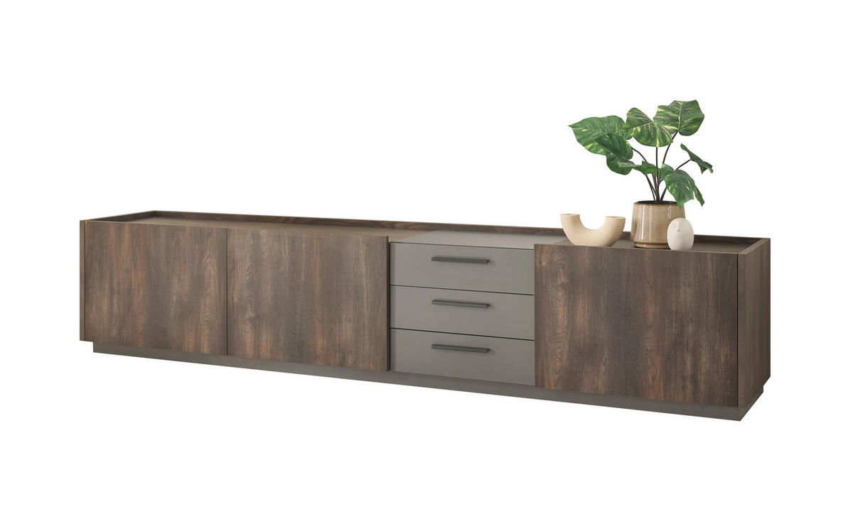 LOWBOARD  in 240/50/45 cm  - Eichefarben/Anthrazit, Design, Holzwerkstoff/Metall (240/50/45cm) - MID.YOU