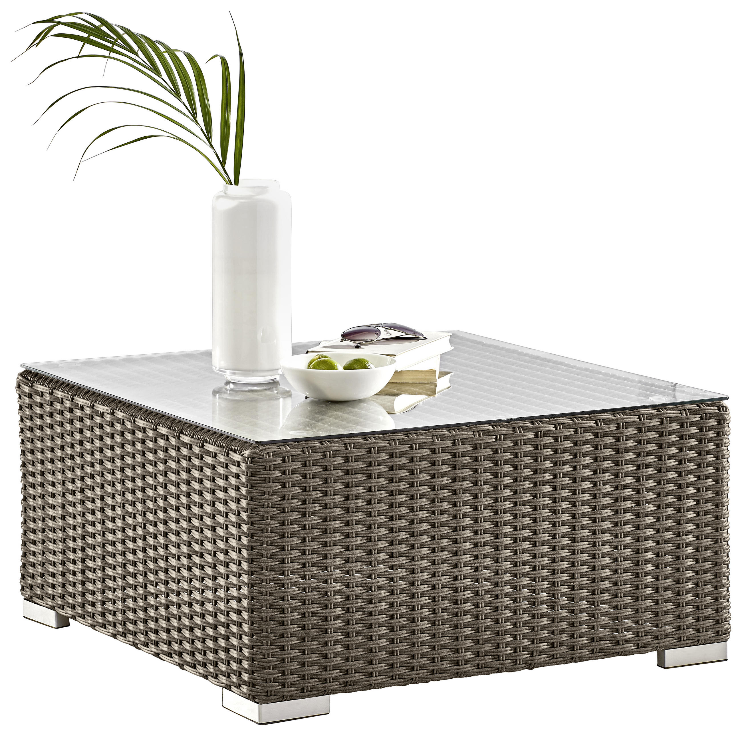 LOUNGEHOCKER Grau, Schwarz Aluminium - Schwarz/Grau, Design, Kunststoff/Textil (71/34/71cm) - Ambia Garden