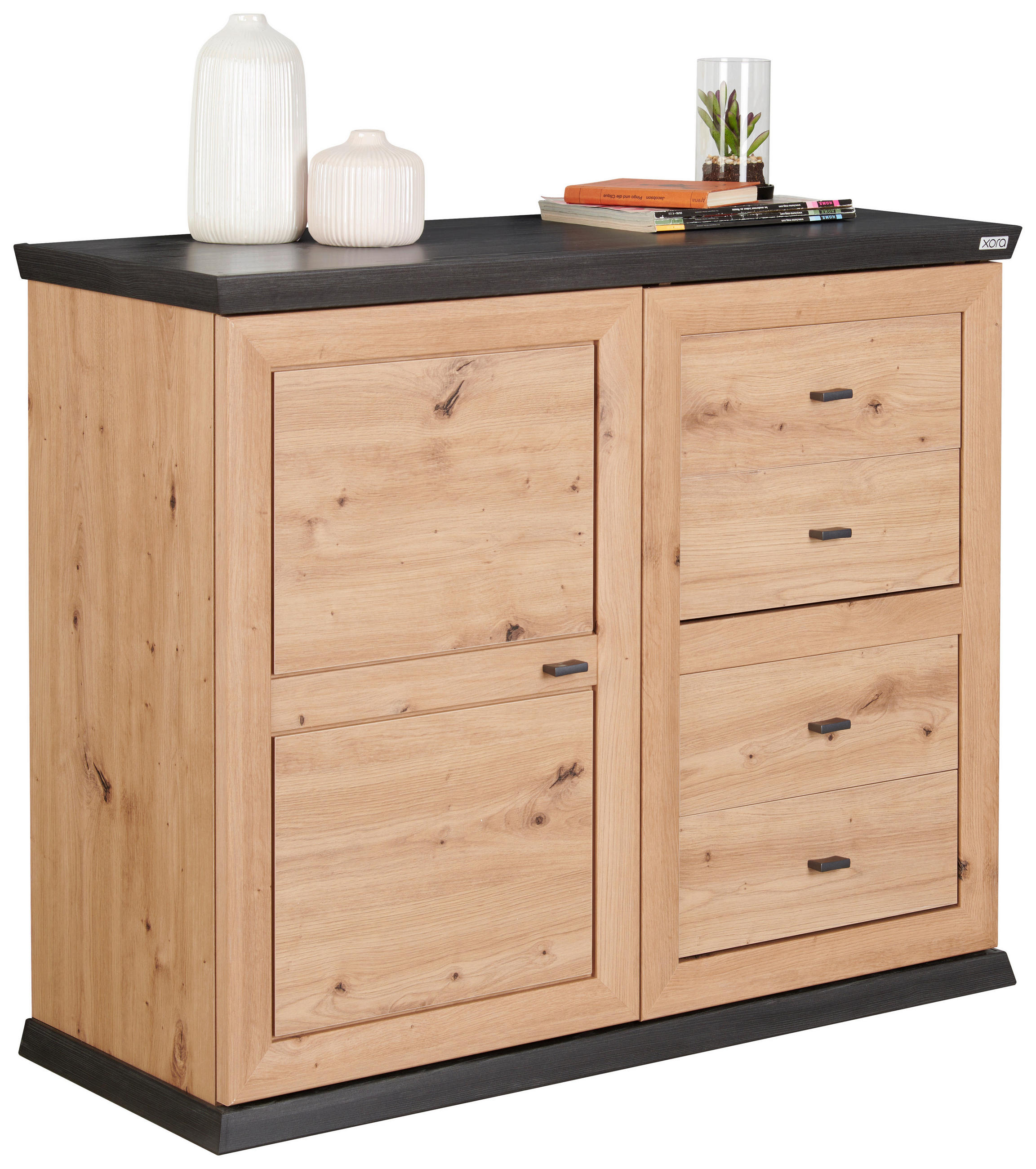KOMMODE in 108/89,5/43 cm - Dunkelgrau/Eichefarben, LIFESTYLE, Holzwerkstoff/Metall (108/89,5/43cm) - Xora