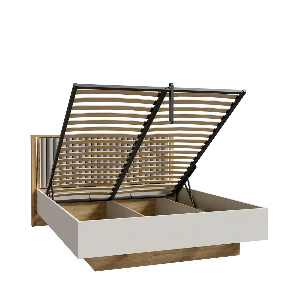 Pat 160x200 Cm, 160/200 cm, culoare lemn stejar, nisipiu - culoare lemn stejar/nisipiu, Modern, plastic/metal (160/200cm) - Voleo