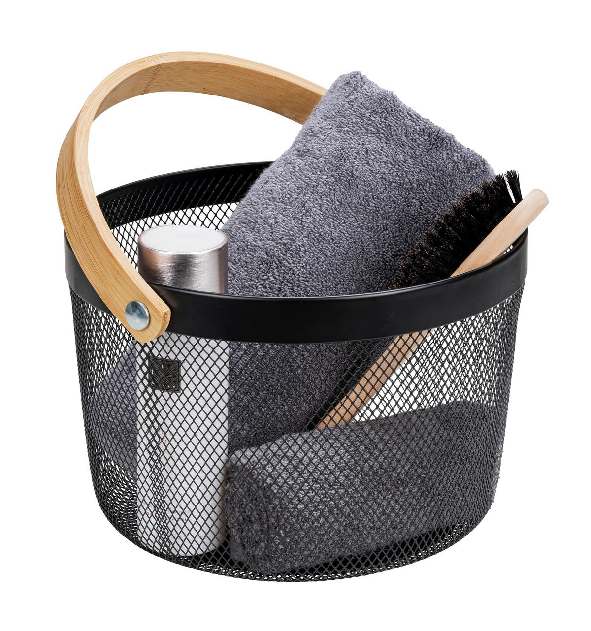 TÁROLÓKOSÁR  - natúr/fekete, Konventionell, fa/fém (25/17/25cm) - Wenko