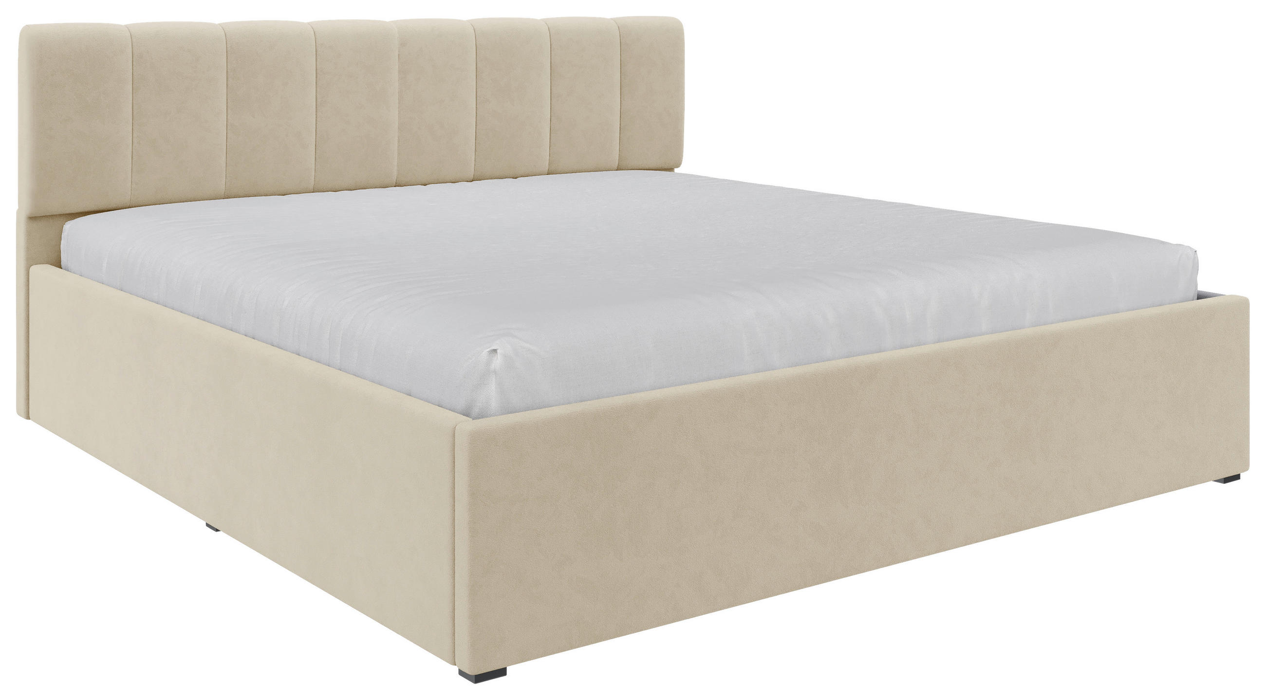 POLSTERBETT 180/200 cm,  in Creme, Lattenrost, Bettkasten,  - Creme/Schwarz, Design, Holz/Kunststoff (180/200cm) - Stylife