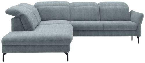 ECKSOFA in Flachgewebe Hellblau  - Schwarz/Hellblau, Design, Textil/Metall (233/299-313cm) - Dieter Knoll
