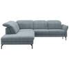 ECKSOFA in Flachgewebe Hellblau  - Schwarz/Hellblau, Design, Textil/Metall (233/299-313cm) - Dieter Knoll