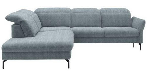 ECKSOFA in Flachgewebe Hellblau 233/299-313 cm - Schwarz/Hellblau, Design, Textil/Metall (233/299-313cm) - Dieter Knoll