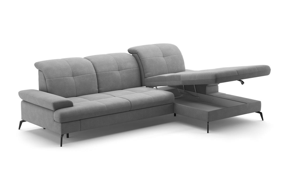 ECKSOFA in Flachgewebe Grau  - Schwarz/Grau, Konventionell, Textil/Metall (279/185cm) - Sit & More