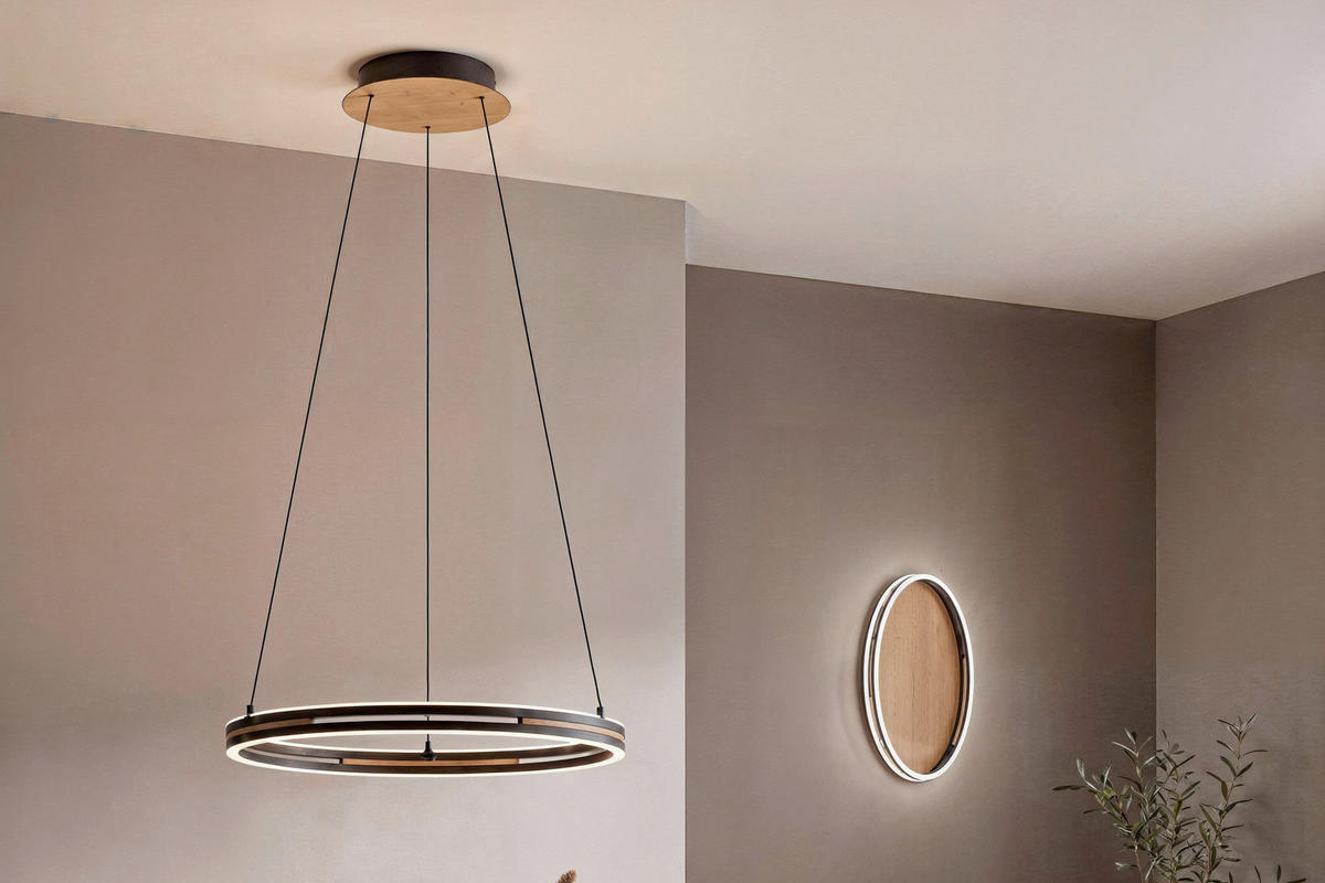 LED-DECKENLEUCHTE Sveja 55/55/8 cm   - Eichefarben, Natur, Kunststoff/Metall (55/55/8cm) - Paul Neuhaus