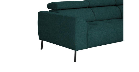 ECKSOFA in Struktur Petrol  280/205 cm  - Petrol/Schwarz, Design, Textil/Metall (280/205cm) - Xora