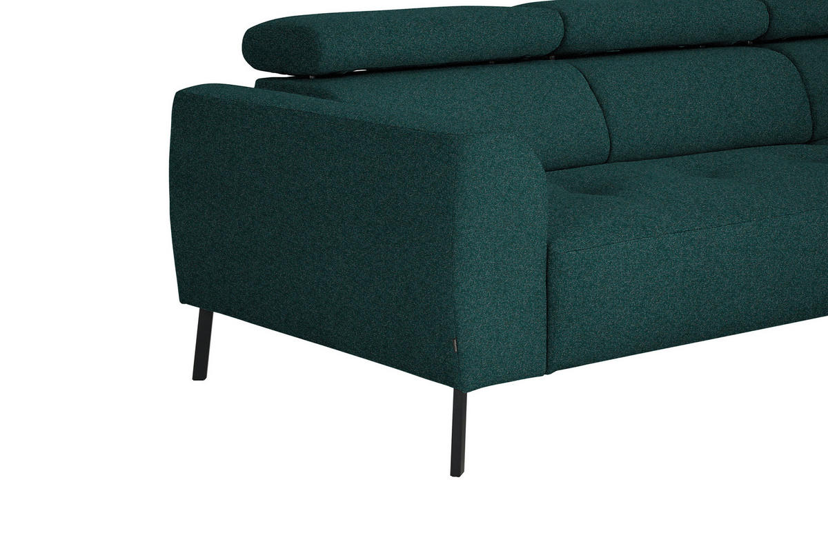 ECKSOFA in Struktur Petrol  280/205 cm  - Petrol/Schwarz, Design, Textil/Metall (280/205cm) - Xora
