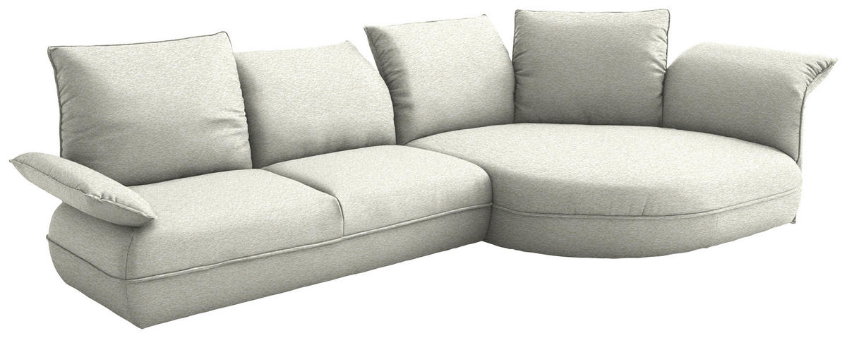 ECKSOFA Chenille Creme  - Creme/Schwarz, Design, Kunststoff/Textil (343/154cm) - Koinor