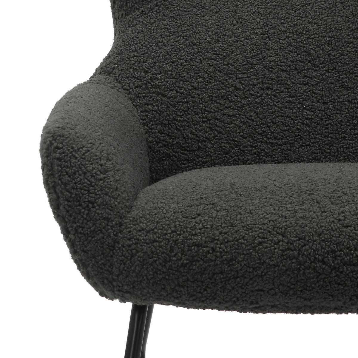 SESSELSET in Teddystoff Anthrazit  - Anthrazit/Schwarz, MODERN, Textil/Metall (79/103/82cm) - Livetastic