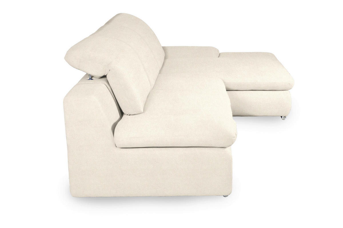ECKSOFA in Chenille Creme  - Chromfarben/Creme, Design, Textil/Metall (286/165cm) - Livetastic