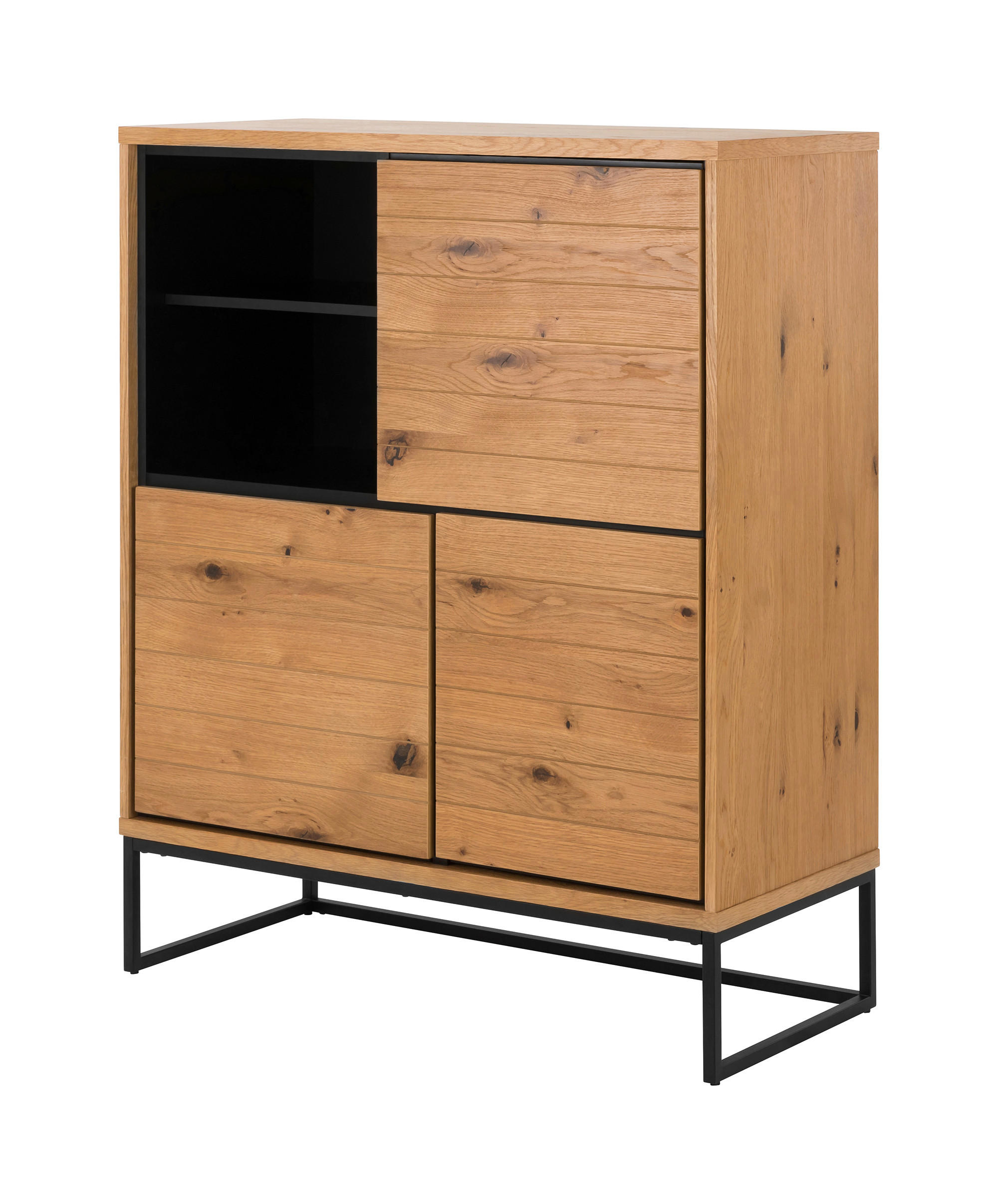 KOMODA, černá, barvy dubu, 102,2/124,7/45 cm - barvy dubu/černá, Natur, kov/kompozitní dřevo (102,2/124,7/45cm) - MID.YOU