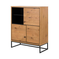 KOMODA, černá, barvy dubu, 102,2/124,7/45 cm - barvy dubu/černá, Natur, kov/kompozitní dřevo (102,2/124,7/45cm) - MID.YOU