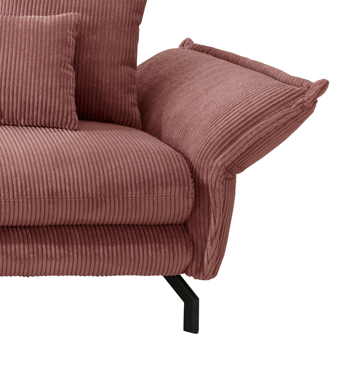ECKSOFA in Cord Koralle  - Koralle/Schwarz, Modern, Textil/Metall (180/255cm) - Livetastic
