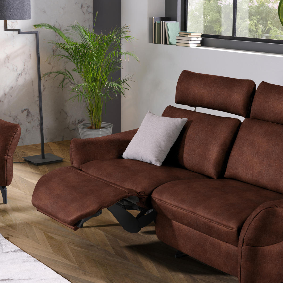 2-SITZER-SOFA in Leder Rotbraun  - Rotbraun/Anthrazit, Design, Leder/Metall (187/92/97cm) - Himolla Komfortklass
