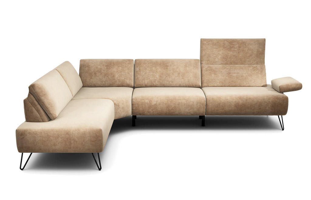 ECKSOFA Cosy Sandfarben Samt  - Sandfarben/Schwarz, Design, Textil/Metall (213/288-303cm) - SENSOO