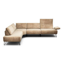ECKSOFA Cosy Sandfarben Samt  - Sandfarben/Schwarz, Design, Textil/Metall (213/288-303cm) - SENSOO