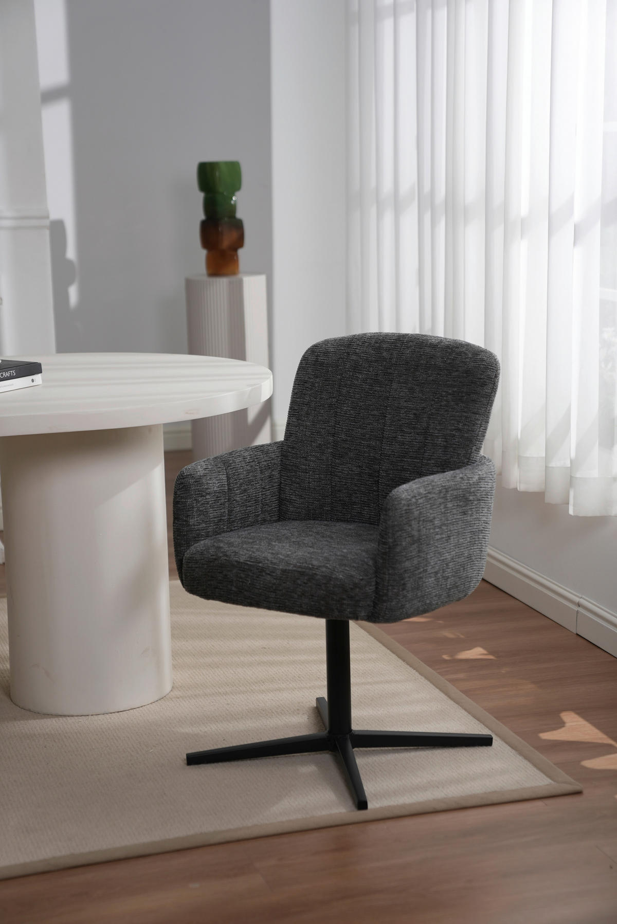 NASLANJAČ, les, kovina, tekstil temno siva  - temno siva/črna, Trendi, kovina/tekstil (58/86/64cm) - Livetastic