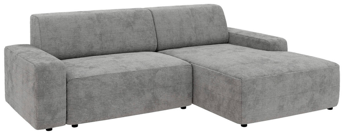 ECKSOFA in Cord Grau  - Schwarz/Grau, Modern, Kunststoff/Textil (246/162cm) - Trendmanufaktur