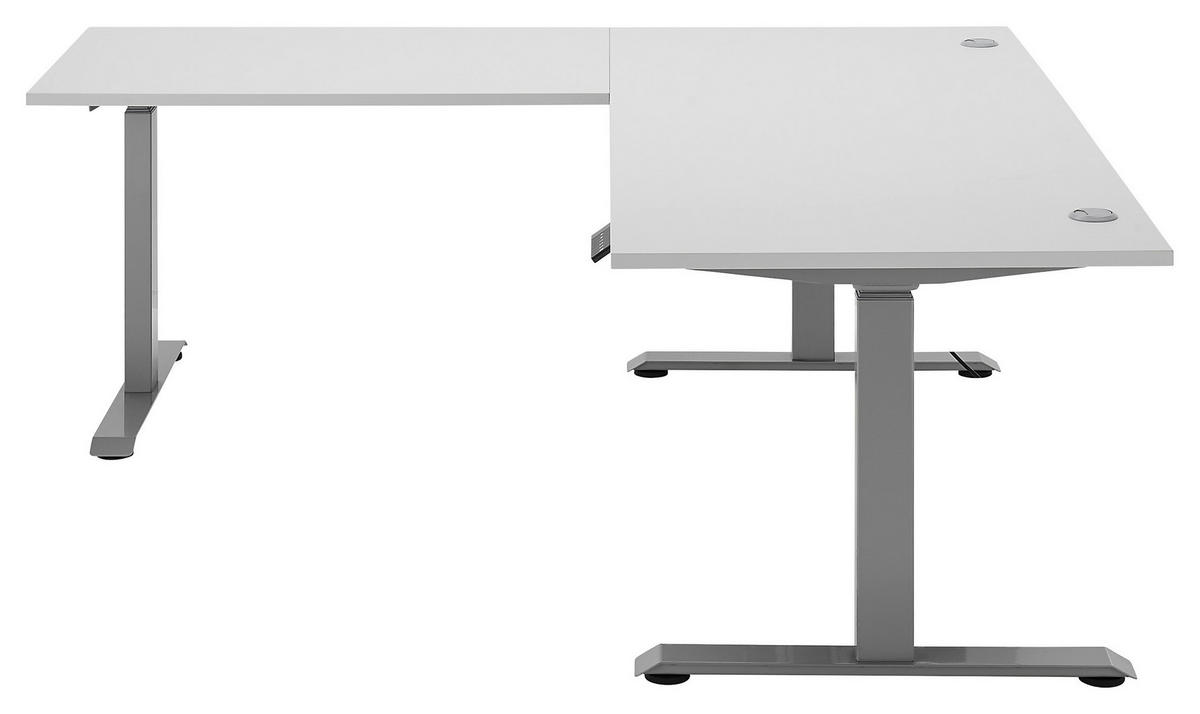 ROHOVÝ PÍSACÍ STÔL, biela, hliníková, 100/180/74-127 cm - biela/hliníková, Modern, kov/kompozitné drevo (100/180/74-127cm) - Carryhome