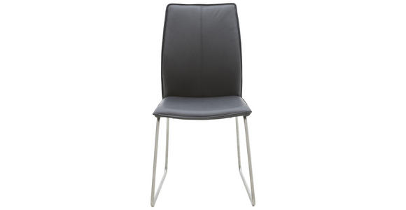 STUHL Echtleder Schwarz, Edelstahlfarben - Edelstahlfarben/Schwarz, Design, Leder/Metall (46/93/57cm) - Dieter Knoll