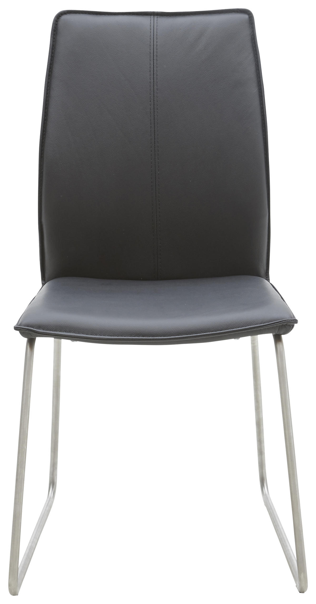 STUHL  in Edelstahl Echtleder pigmentiert Metall, Leder  - Edelstahlfarben/Schwarz, Design, Leder/Metall (46/93/57cm) - Dieter Knoll