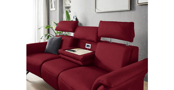 TRAPEZSOFA in Mikrofaser Rot  - Rot/Schwarz, KONVENTIONELL, Textil/Metall (221/103/95cm) - Dieter Knoll