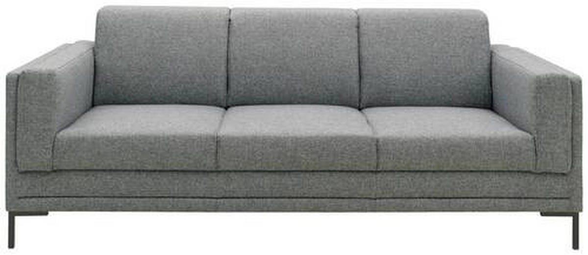 3-SITZER-SOFA in Webstoff Grau  - Silberfarben/Schwarz, Design, Textil/Metall (210/82/90cm) - LOOKS by W.Joop