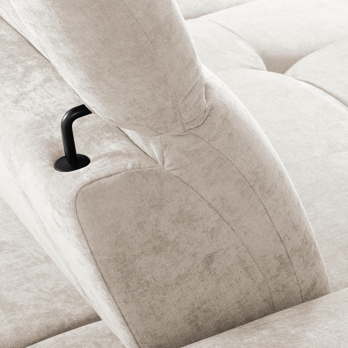 ECKSOFA  Webstoff Sandfarben  - Sandfarben/Schwarz, Design, Textil/Metall (195/268cm) - Livetastic