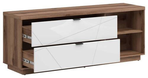 LOWBOARD in 156/61/42,5 cm - Eichefarben/Weiß Hochglanz, Design, Holzwerkstoff/Kunststoff (156/61/42,5cm)