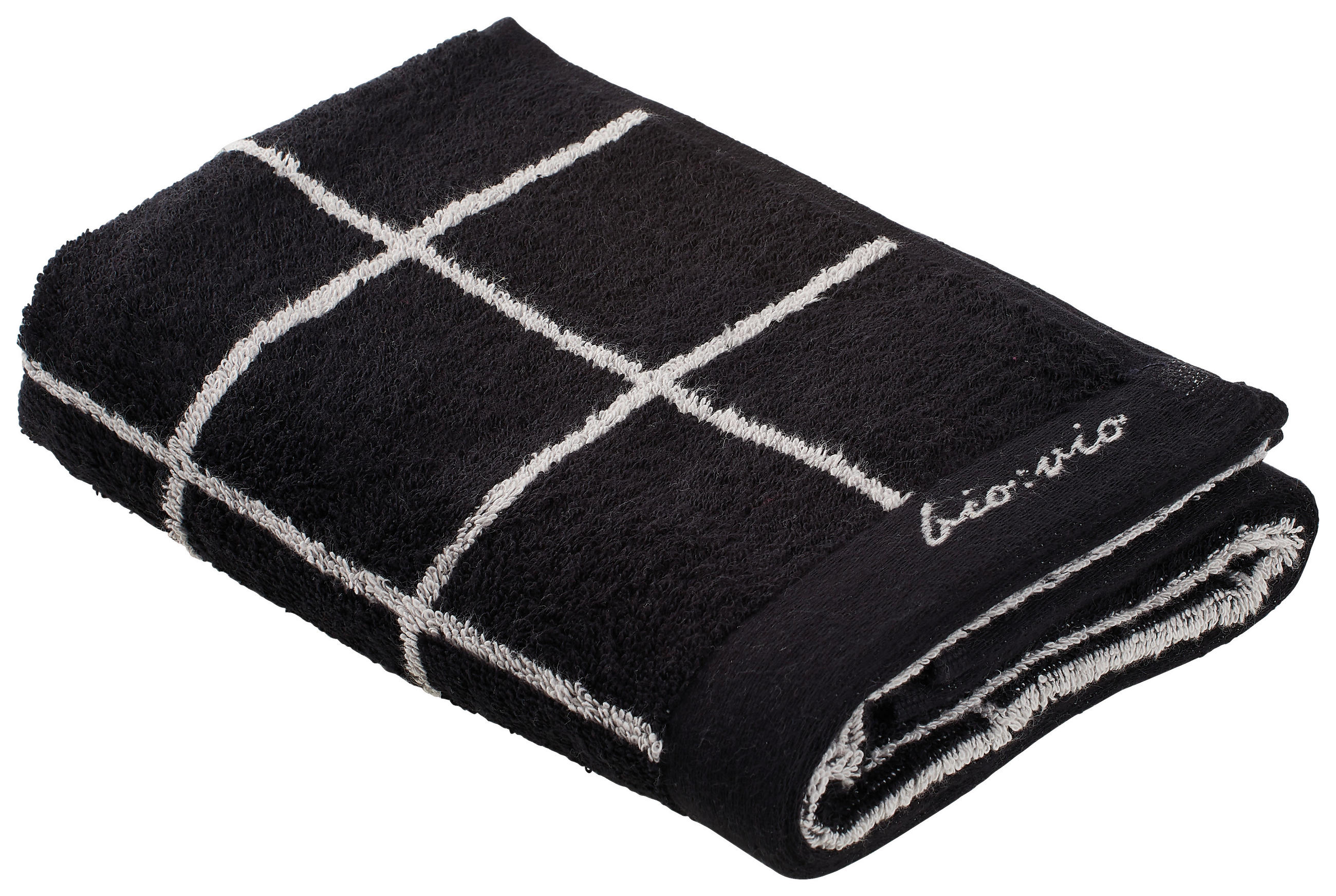 KÉZTÖRLŐ 50/100 cm fekete, ezüst  - ezüst/fekete, Natur, textil (50/100cm) - Bio:Vio