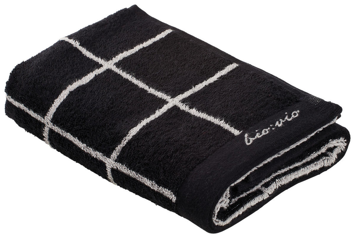 KÉZTÖRLŐ 50/100 cm fekete, ezüst  - ezüst/fekete, Natur, textil (50/100cm) - Bio:Vio