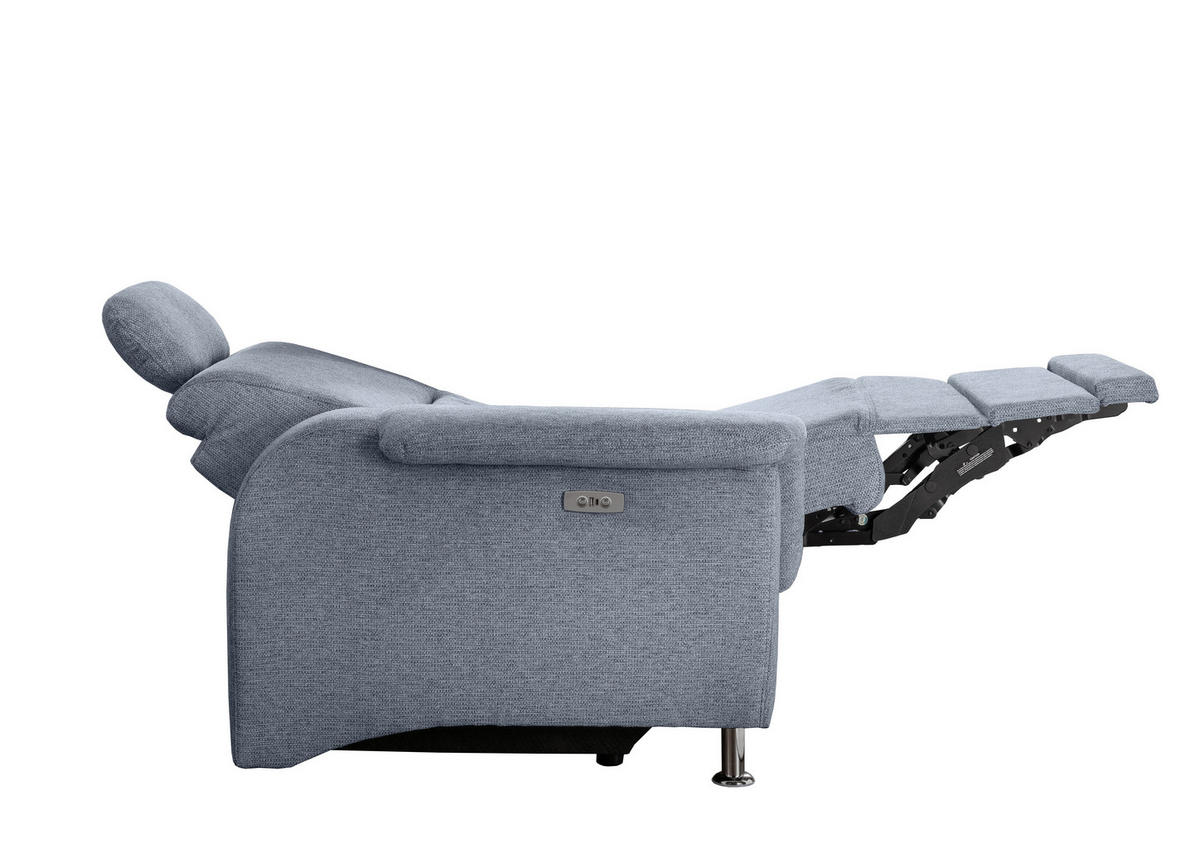 ECKSOFA in Chenille Hellblau  - Chromfarben/Hellblau, Modern, Textil/Metall (231/165cm) - Livetastic