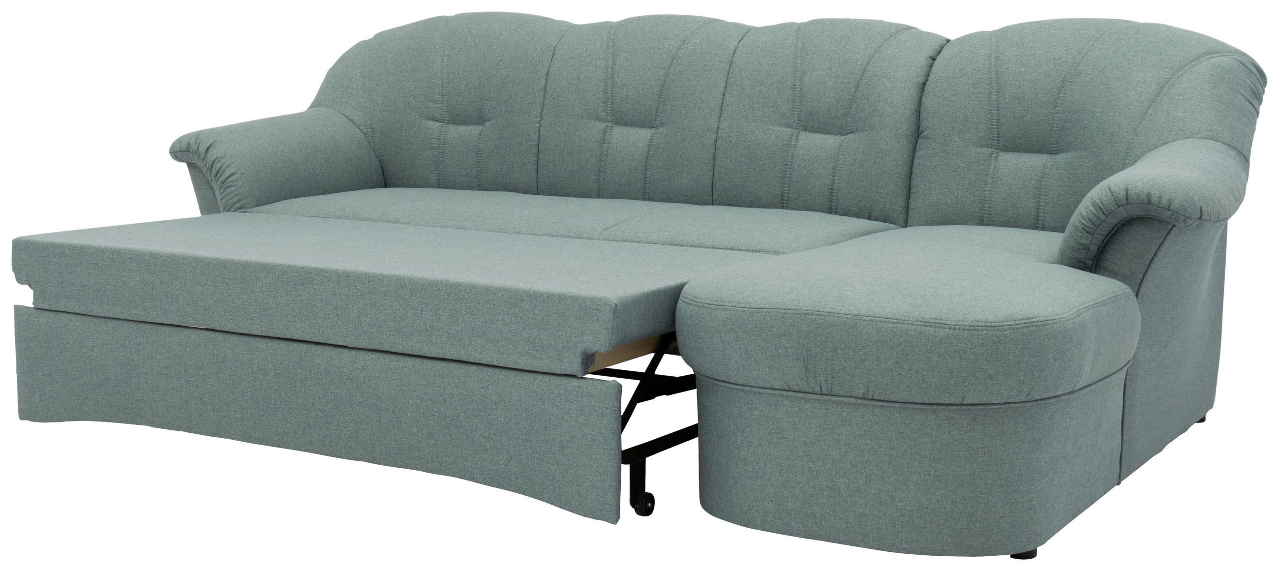 ECKSCHLAFSOFA Hellblau Webstoff  - Schwarz/Hellblau, KONVENTIONELL, Kunststoff/Textil (233/142cm) - MID.YOU