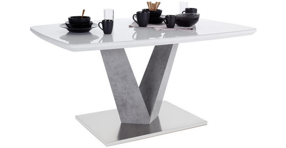 Esstisch Nizza 160 - Edelstahlfarben/Weiß, MODERN, Glas/Holzwerkstoff (160/76/90cm) - Luca Bessoni