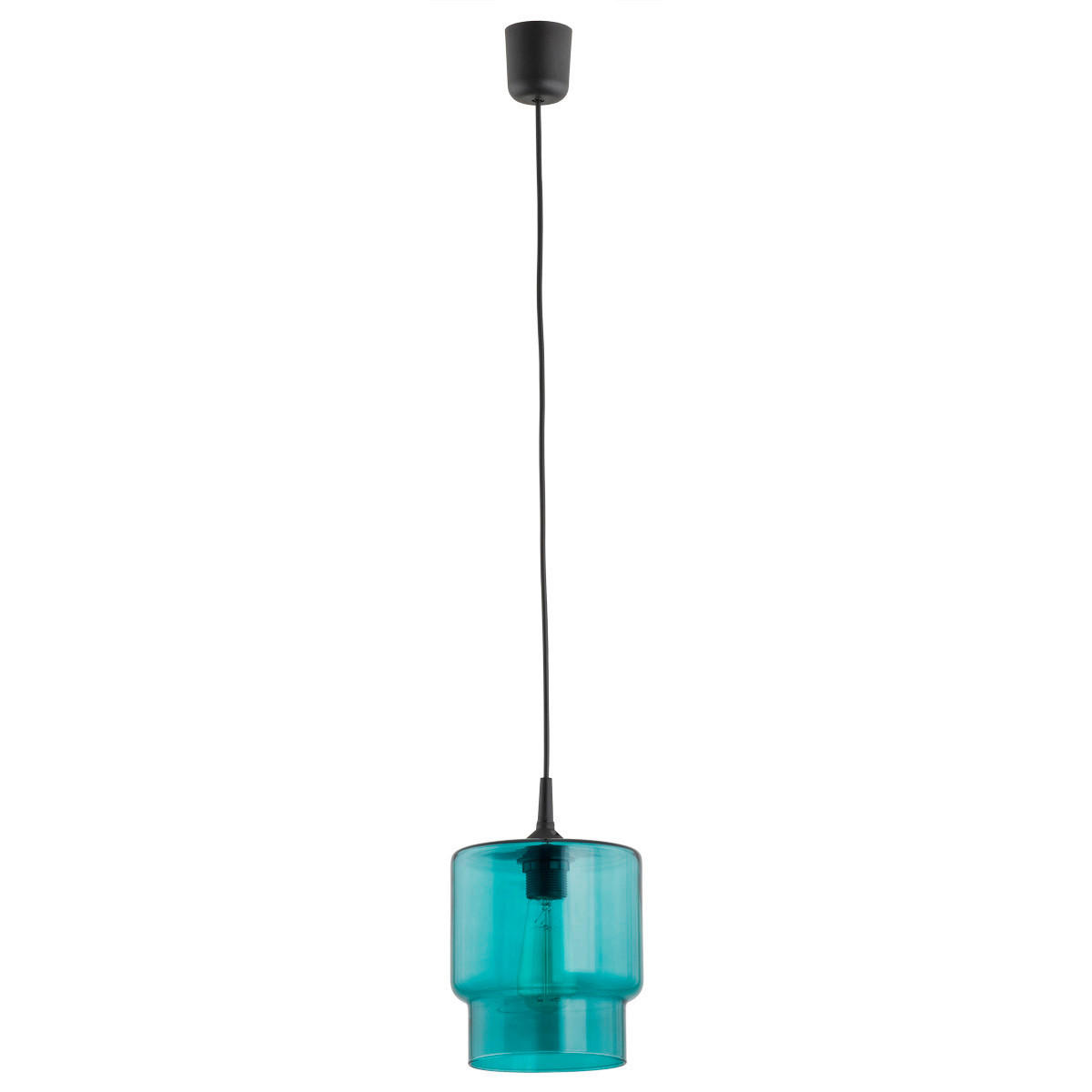 HÄNGELEUCHTE Argon Newa 107/18/18 cm   - Blau/Schwarz, Basics, Glas/Metall (107/18/18cm)