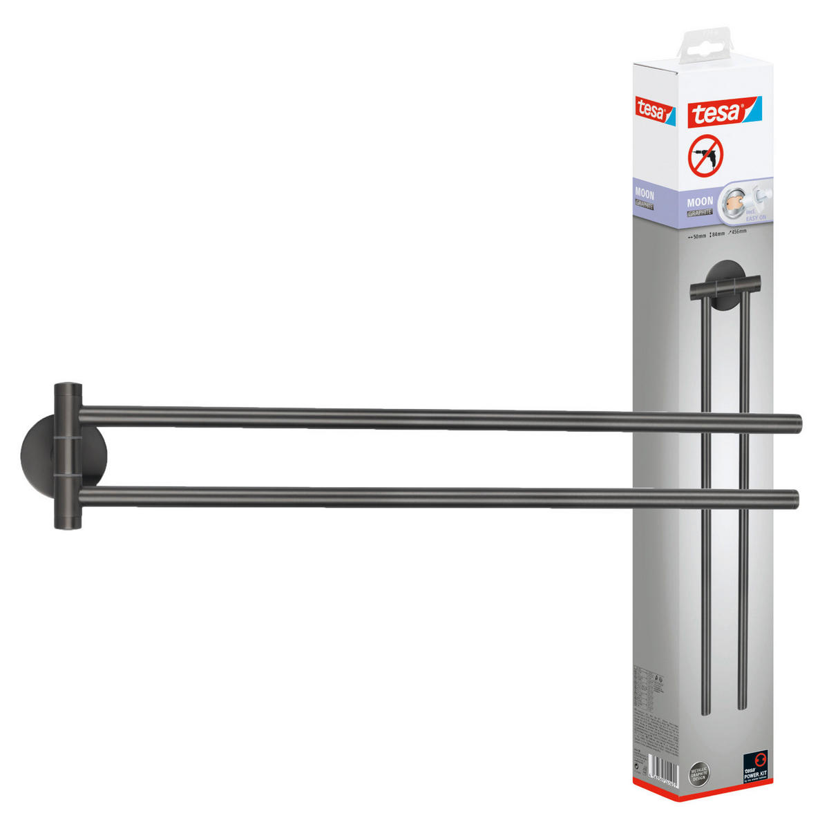 HANDTUCHHALTER Graphitfarben  - Graphitfarben, Basics, Metall (45,6/8/5cm) - Tesa