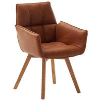 ARMLEHNSTUHL  Lederauswahl, Typenauswahl, Gestellauswahl, Sitzfläche 180° drehbar  Echtleder  Cognac  - Wildeiche/Cognac, Konventionell, Leder/Holz (61/87/63cm) - Linea Natura