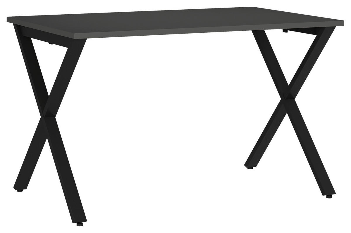 SCHREIBTISCH 120/80/75 cm  in Graphitfarben, Schwarz  - Graphitfarben/Schwarz, MODERN, Holzwerkstoff/Metall (120/80/75cm) - Novel