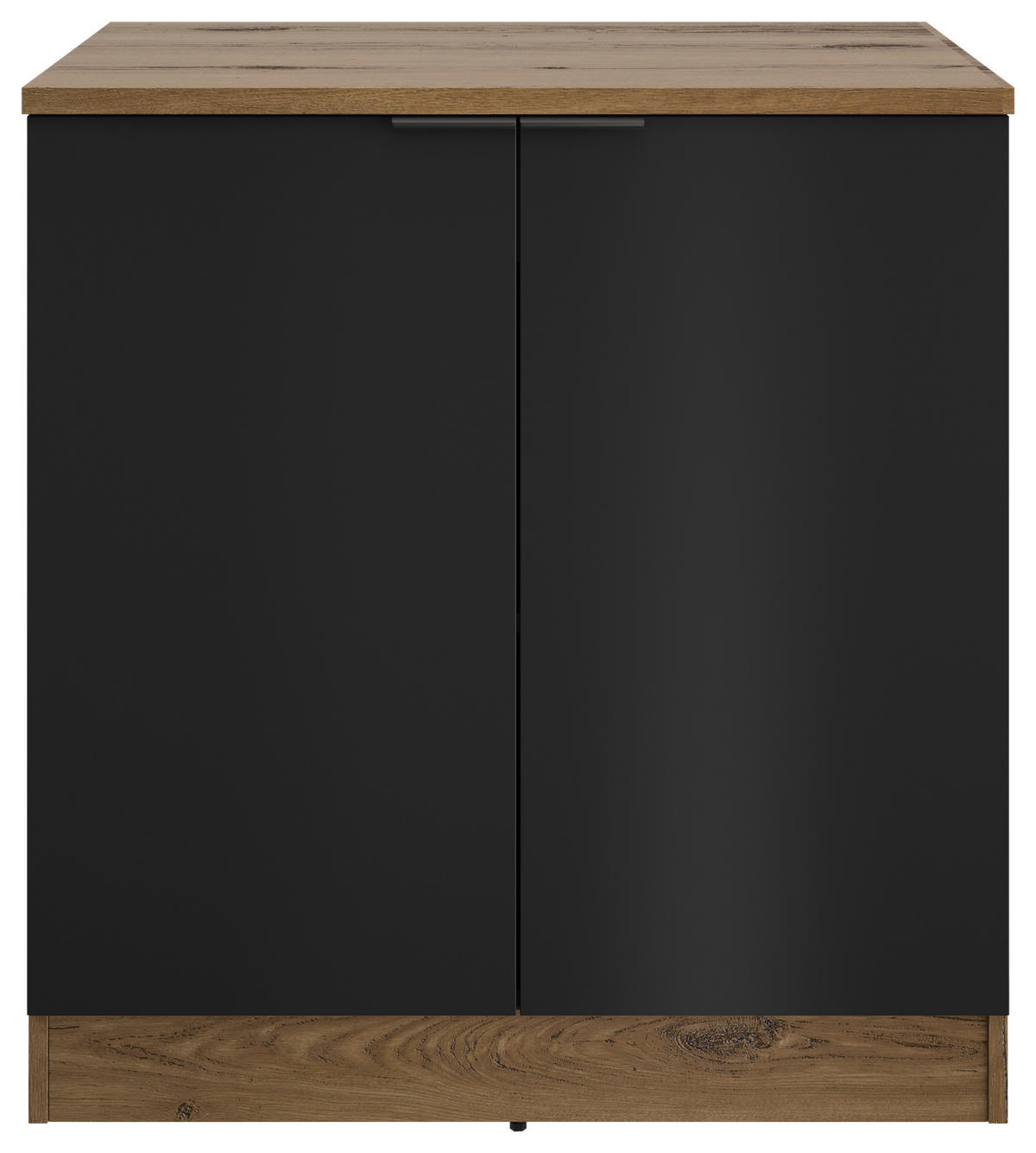 SPÜLENUNTERSCHRANK 80/86/60 cm  in Schwarz, Eichefarben  - Eichefarben/Schwarz, Basics, Holzwerkstoff/Metall (80/86/60cm) - MID.YOU