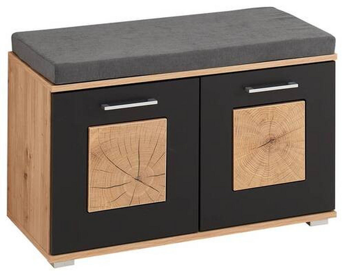 GARDEROBE 6-teilig  in 263/195,5/38 cm  - Schwarz/Eiche Artisan, Basics, Glas/Holzwerkstoff (263/195,5/38cm) - Xora