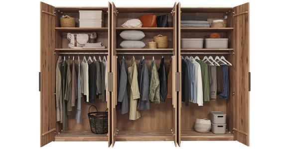 DREHTÜRENSCHRANK 301,9/223,3/62 cm,  in Bronzefarben, Wildeiche, 6-türig  - Wildeiche/Bronzefarben, Natur, Glas/Holz (301,9/223,3/62cm) - Valnatura