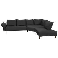 ECKSOFA in Echtleder Graphitfarben  - Schwarz/Graphitfarben, Design, Leder/Metall (340/272cm) - W.Schillig